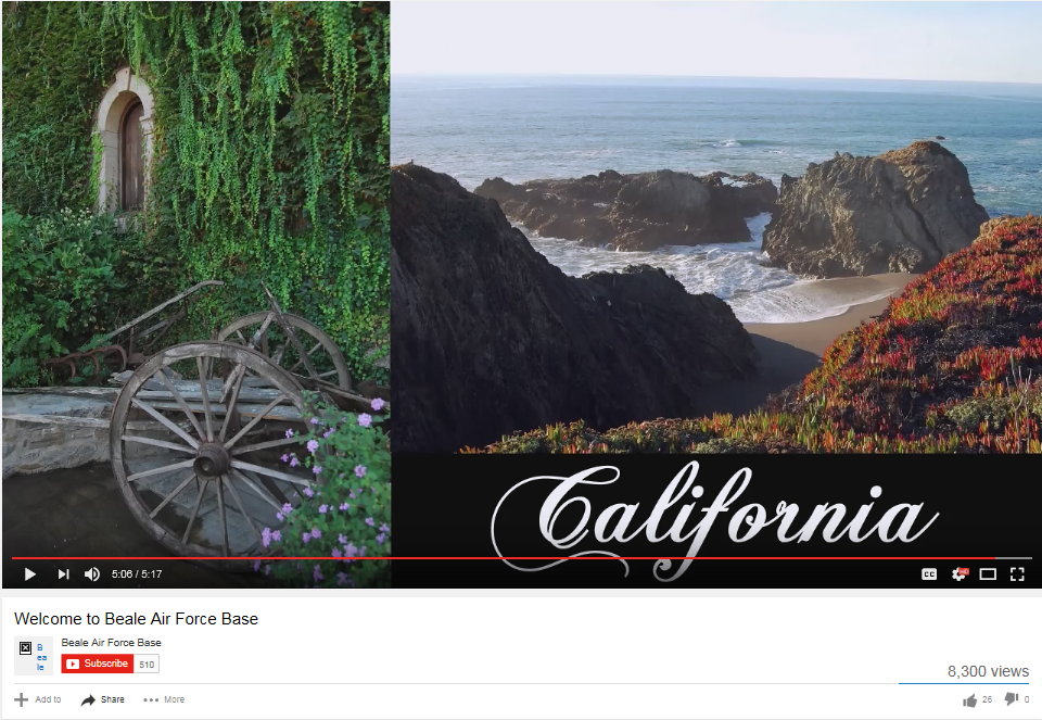 screenshot of YouTube video with images of California screenshot of YouTube video with images of California